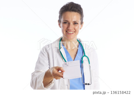 Friendly Healthcare Professional Presenting Rx Form Friendly Healthcare Professional Presenting Rx Form 136158422