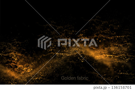 Abstract chaotic design with isolated golden wave pattern on black background Abstract chaotic design with isolated golden wave pattern on black background 136158701