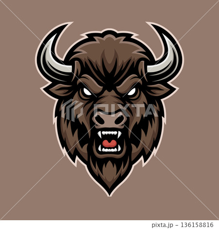 bison mascot logo illustration vector design template modern style bison mascot logo illustration vector design template modern style 136158816