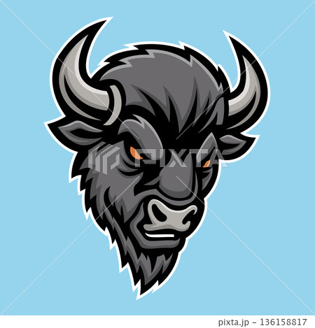 bison mascot logo illustration vector design...のイラスト素材 [136158817] - PIXTA