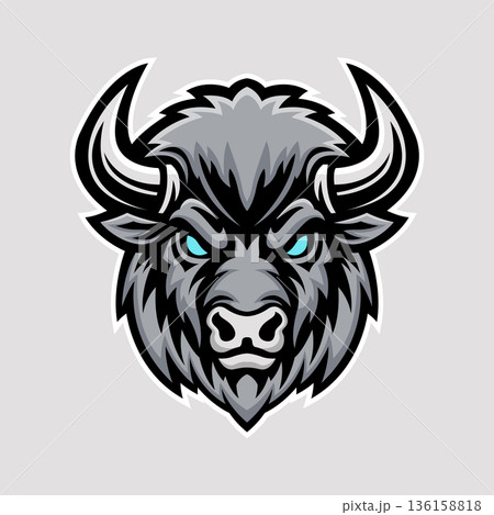 bison mascot logo illustration vector design template modern style bison mascot logo illustration vector design template modern style 136158818