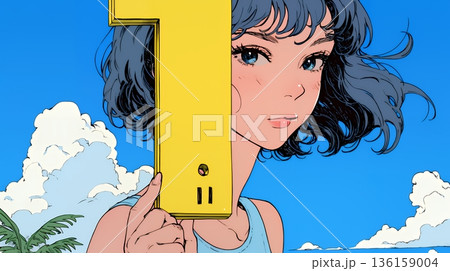 数字の「1」を掲げている若い女性