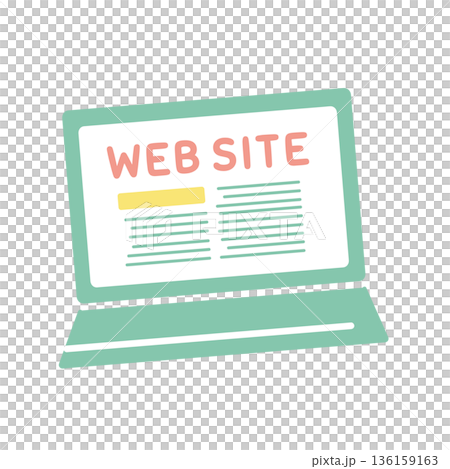 Illustration of a laptop with a website displayed 136159163