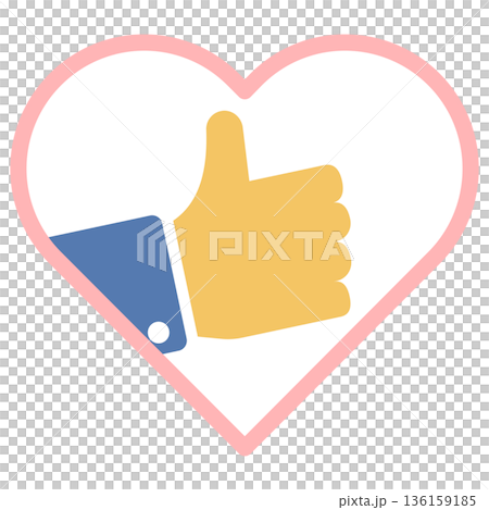Cute vector icon of a heart and thumbs up to express your gratitude or favorite Cute vector icon of a heart and thumbs up to express your gratitude or favorite 136159185