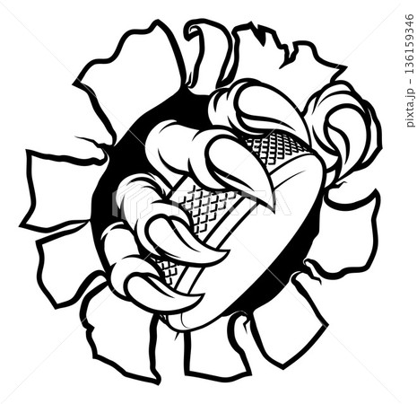 Ice Hockey Puck Claw Cartoon Monster Animal Hand 136159346