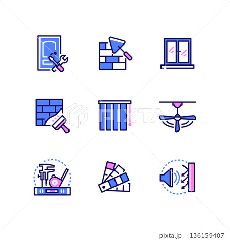 Repair services - line design style icons set Repair services - line design style icons set 136159407