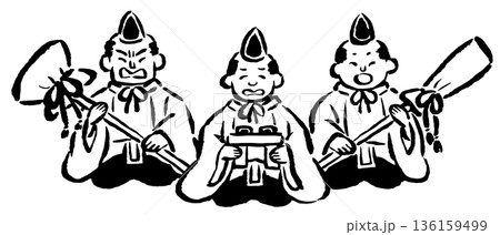 仕丁 雛祭り 単色線画のみ 仕丁 雛祭り 単色線画のみ 136159499