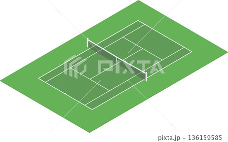 Isometric standard tennis court 136159585