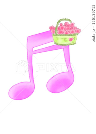 ハートのバスケットの付いた音符 136159713