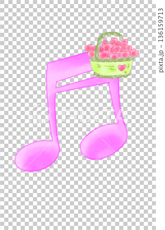 ハートのバスケットの付いた音符 136159713