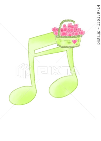 ハートのバスケットの付いた音符 136159714