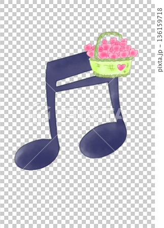 ハートのバスケットの付いた音符 136159718