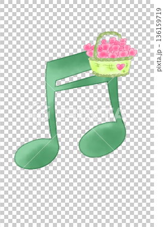 ハートのバスケットの付いた音符 136159719