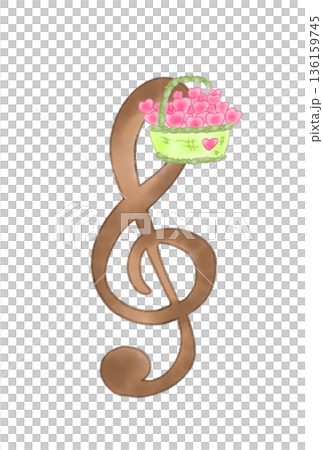 Musical note with a basket of hearts Musical note with a basket of hearts 136159745