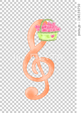 Musical note with a basket of hearts Musical note with a basket of hearts 136159750
