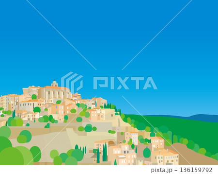 ゴルド　gordes　プロヴァンス　provence　フランス　france　春風景 136159792