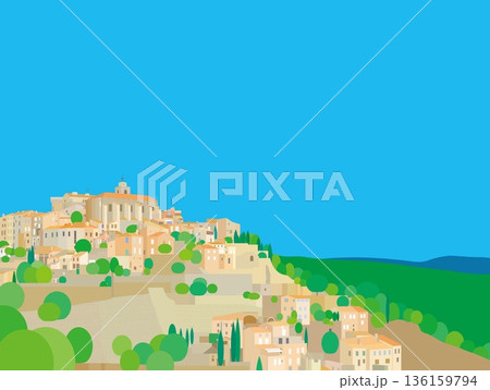 ゴルド　gordes　プロヴァンス　provence　フランス　france　春風景 136159794