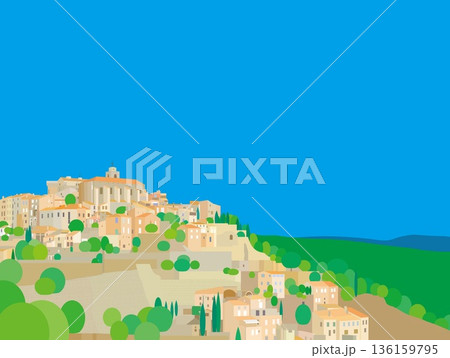ゴルド　gordes　プロヴァンス　provence　フランス　france　春風景 136159795