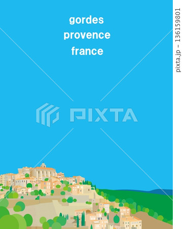 ゴルド　gordes　プロヴァンス　provence　フランス　france　春風景 136159801