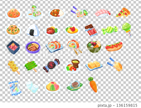 Hand-drawn watercolor food icons 136159815