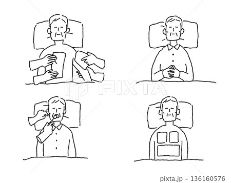 介護、医療、葬儀社のお仕事（エンゼルケア）,線画 136160576
