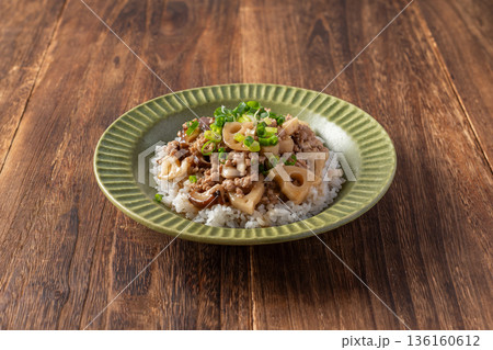 れんこんのそぼろあんかけご飯 れんこんのそぼろあんかけご飯 136160612