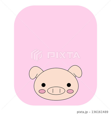 シンプルでゆるいブタのデザインイラスト 136161489