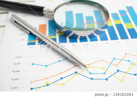 Magnifying glass on charts graphs paper. Financial development, Banking Account, Statistic, Investment Analytic research data economy. Magnifying glass on charts graphs paper. Financial development, Banking Account, Statistic, Investment Analytic research data economy. 136162081