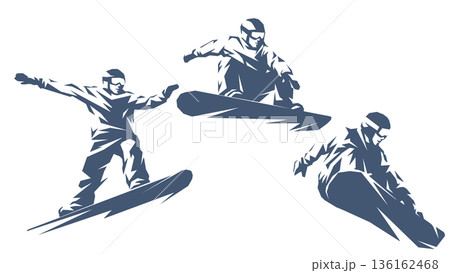 スタイリッシュなデザインのスノーボード連続シルエット素材 136162468