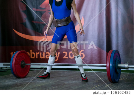 Female athlete deadlift exercise Female athlete deadlift exercise 136162483