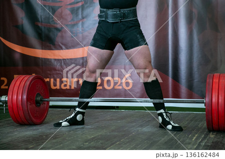 Male athlete deadlift exercise 136162484