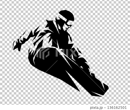 一名男子在單板滑雪板上做跳躍特技的剪影 136162501