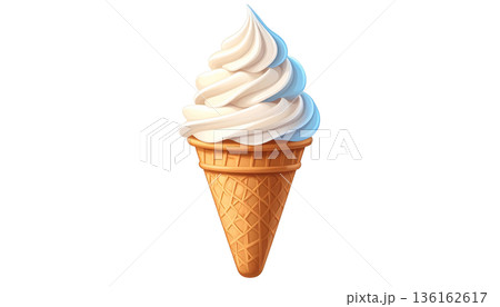 可愛いカートゥーン風ソフトクリームのベクターイラスト 136162617