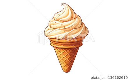 可愛いカートゥーン風ソフトクリームのベクターイラスト 136162619