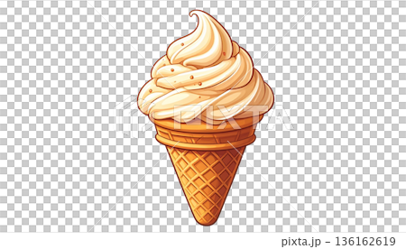 可愛いカートゥーン風ソフトクリームのベクターイラスト 136162619