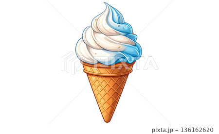可愛いカートゥーン風ソフトクリームのベクターイラスト 136162620