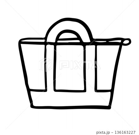 Hand drawn illustration of tote bag outline for office worker, gym, fashion, accessory, online shopping, department store, bag shop, lifestyle, hobby, leisure, commute to work, outfit of the day Hand drawn illustration of tote bag outline for office worker, gym, fashion, accessory, online shopping, department store, bag shop, lifestyle, hobby, leisure, commute to work, outfit of the day 136163227