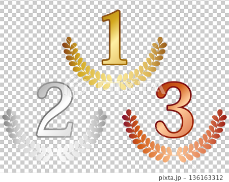 高級感のある1位から3位のランキングエンブレムセット 136163312