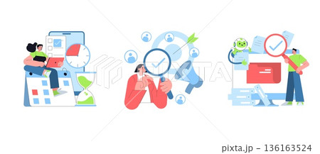 Vector illustration depicting teamwork in task...のイラスト素材 [136163524 ...