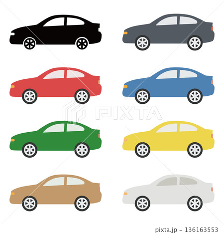 シンプルで可愛い車のアイコンセット 136163553