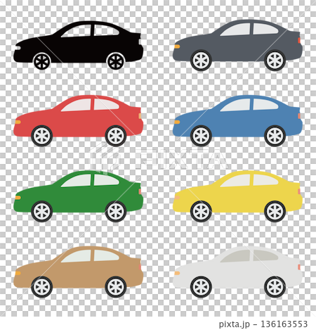 シンプルで可愛い車のアイコンセット 136163553