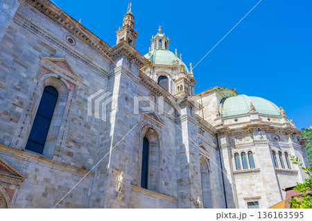 Italy Como Cathedral of Santa Maria Assunta. Italian old church temple in center 136163595