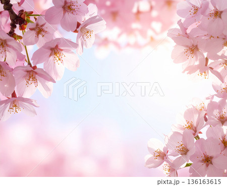 Cherry Blossom Background with Copy Space, Spring Cherry Blossom Background with Copy Space, Spring 136163615