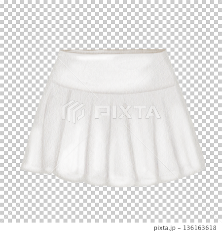 Pleated white skirt illustration. Hand-drawn women's sportswear for tennis, padel, and badminton. Suitable for designing sports and educational brochures and booklets. 136163618