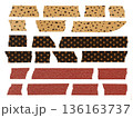 Set of torn decorative adhesive tape strips with abstract patterns isolated on white background. Scrapbooking elements and stationery materials concept for design and print. 136163737