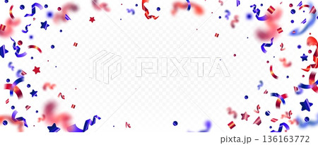 American confetti border with red and blue ribbons 136163772