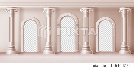 Ancient greek or roman arch with marble columns 136163779