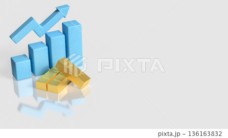 Gold Price Growth Concept With Rising Bar Chart And Arrow 3d render. 136163832