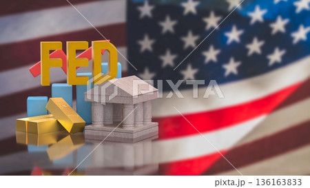 Federal Reserve Policy Impact On Gold Market And Economic Growth 3d render. Federal Reserve Policy Impact On Gold Market And Economic Growth 3d render. 136163833