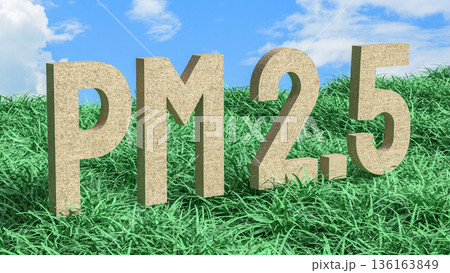 PM25 Air Pollution Level Concept in Green Grass Field 3d render. PM25 Air Pollution Level Concept in Green Grass Field 3d render. 136163849
